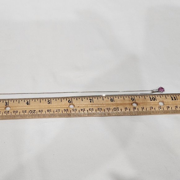 Pink & White Moissanite pendant necklace 7mm round VS quality in Plat/925SS 20" - Picture 4 of 4